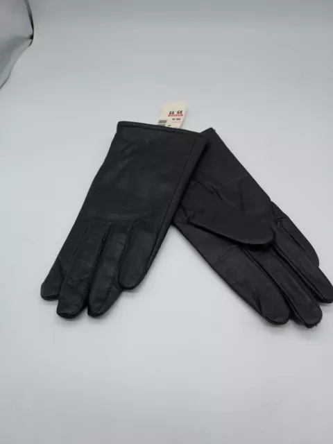 Vintage Black Gloves, Genuine Soft Leather,Lined, Driving, Size Large