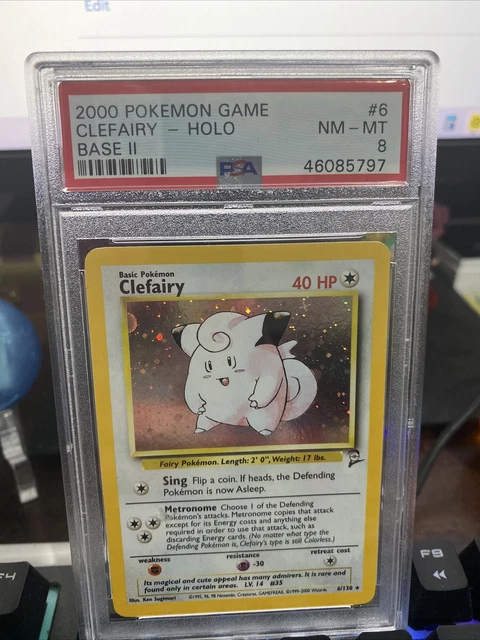 PSA 8 NM MINT  Clefairy Base Set 2 Base 2 ll Holo 2000 Pokemon