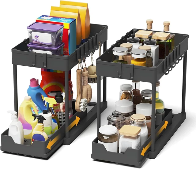 Organizer Sottolavello YunNasi - 2 Livelli In Acciaio, Regolabile 58-75 Cm | Per Cucina E Bagno
