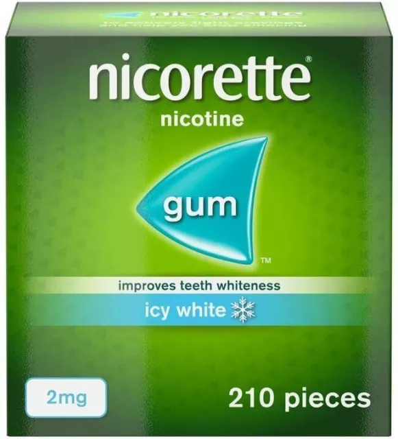 Nicorette Nikotin 2 mg Zucker eisweißer Kaugummi - 210 Stück. lange Verfallsdaten