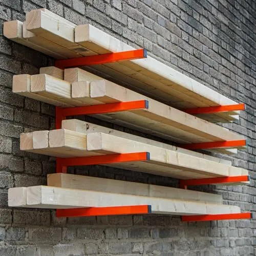 Wood Organizer and Lumber Storage Rack Wall Mount, Heavy Duty Metal Shelf