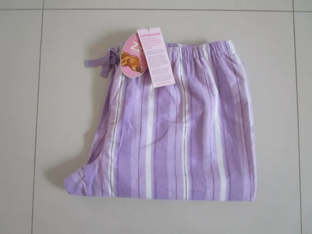 Peter Alexander Ladies Lilac Stripe Flannelette Classic Pj Pant  Size XL