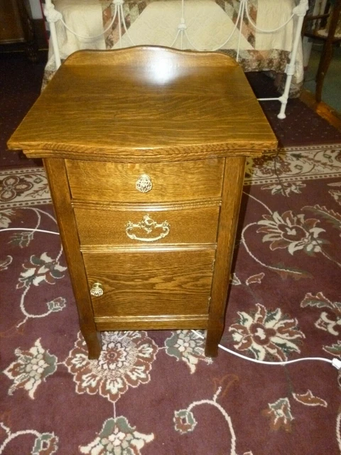 Antique NightStand end table vanity washstand OAK 1900's refinished #2