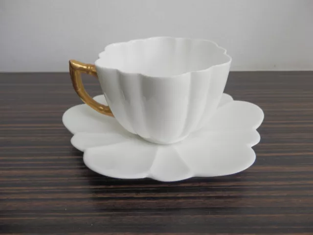 Antique Wileman Foley Rd115510 White & Gilt Cup & Saucer