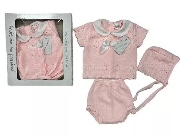 Neugeborenes Baby Mädchen Strickoutfit Mädchen Spanisch Rosa Tromer Jammelhose Geschenkset