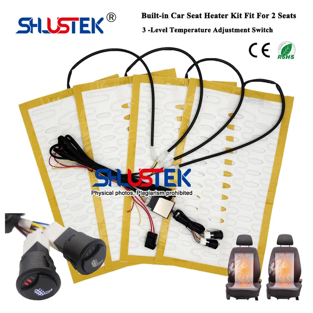 Universal 12V Car Seat Heater Kit  Fit 2 Seats Car Seat Heating Pad Round Switch