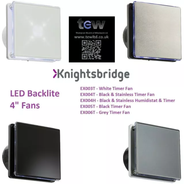 Knightsbridge - 100MM/4" LED Backlit Extractor Fan with Over Run Timer