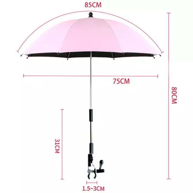 Pram Parasol With Clamp Umbrella With Adjustable Clip On UV Protection Umbre(01