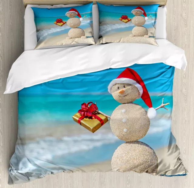 Navidad Juego de Funda Nórdica Sombrero Santa muñeco de nieve de la arena