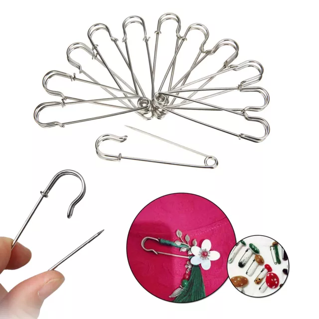 10/20pcs Silver Safety Pins DIY for Leather Clothing Sewing Dressmaking 50mm