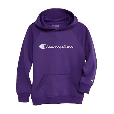 New PURPLE Champion® Girls 7-16 Raglan Graphic Hoodie Sweatshirt in Size SMALL