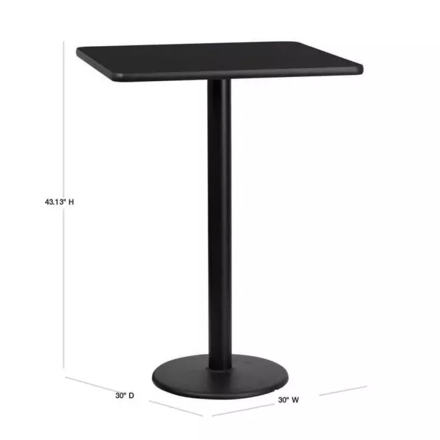 Flash Furniture Bar Table 43.13"x30" Square Black Laminate Bar Height Table Base 3