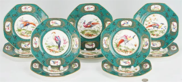 10x Tiffany Co. Royal Doulton hand-painted Birds motifs cabinet plates, fabulous