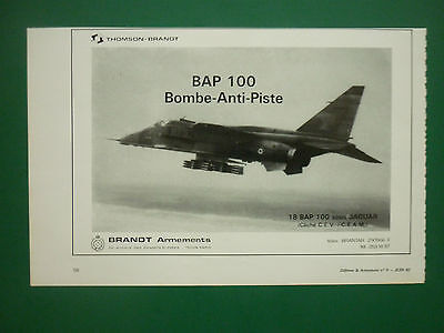 8/1986 PUB THOMSON BRANDT ARMEMENTS MIRAGE BAP 100 CRATERING BOMB ANTI PISTE AD 