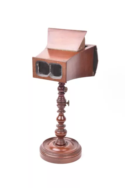 Brewster style stereoscopic viewer on articulated stand.