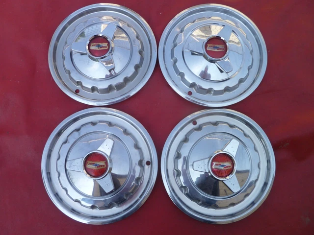 Vintage 1957 Chevy Belair 150/210  3 Bar Spinner Hubcaps Wheel Covers