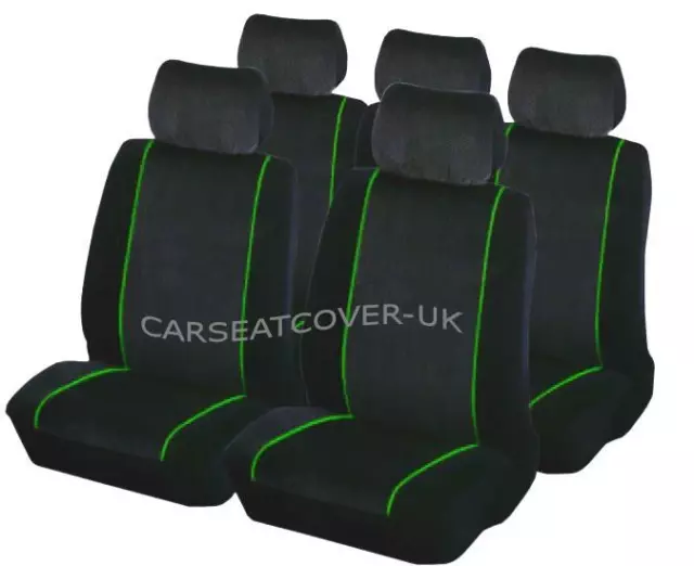 For Ford Kuga  - Luxury BLK/GREEN Car Seat Covers Protectors - Full Set