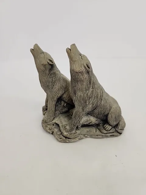 Howling Wolf Pair Handcrafted From Genuine Mt. St. Helens Ash 4.5 in. tall