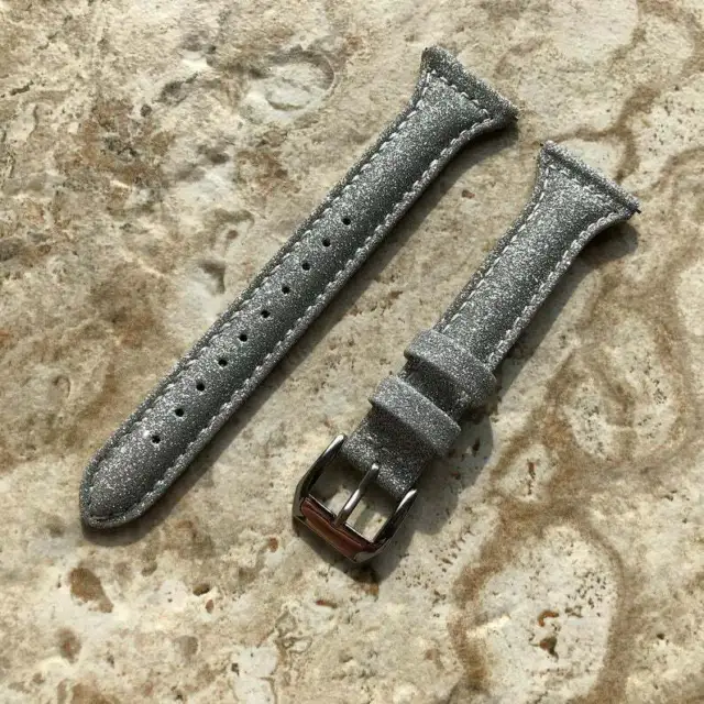 Argento Glitter Sottile Pelle Cinturino per Garmin Vivoactive 4 Smartwatch - S22