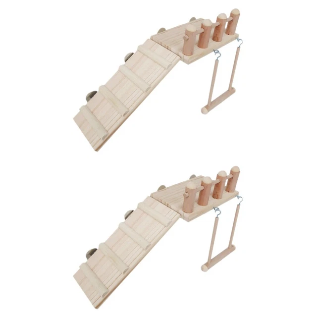 2 Sets Papagei Holzplattform Holzleiter Meerschweinchen Schaukel Spielzeug