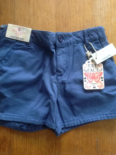 Shorts Age 10-11 Yrs Fat Face Alice Chino Slate Blue Adjustable Waistband New