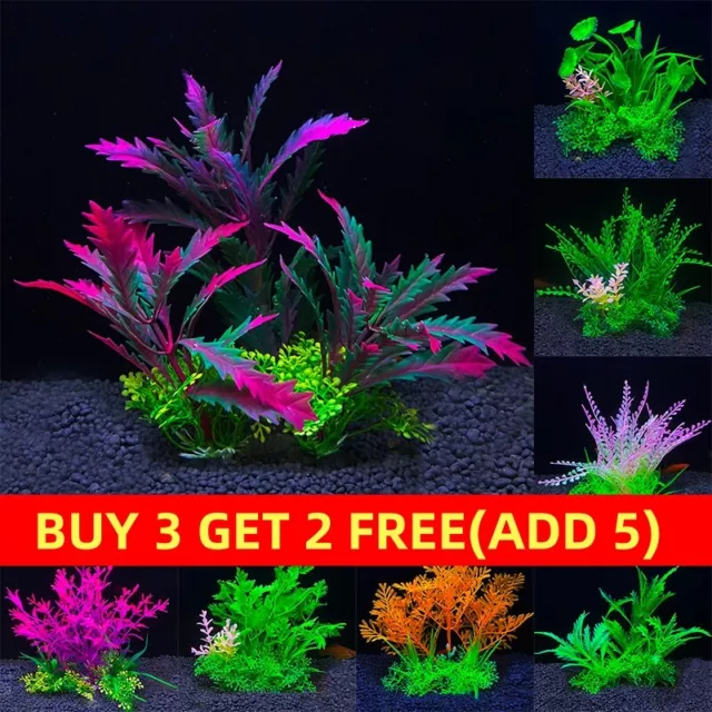 Multiple Colors of Artificial Plastic Water Grass Plants Fish Tank Aquarium Deco