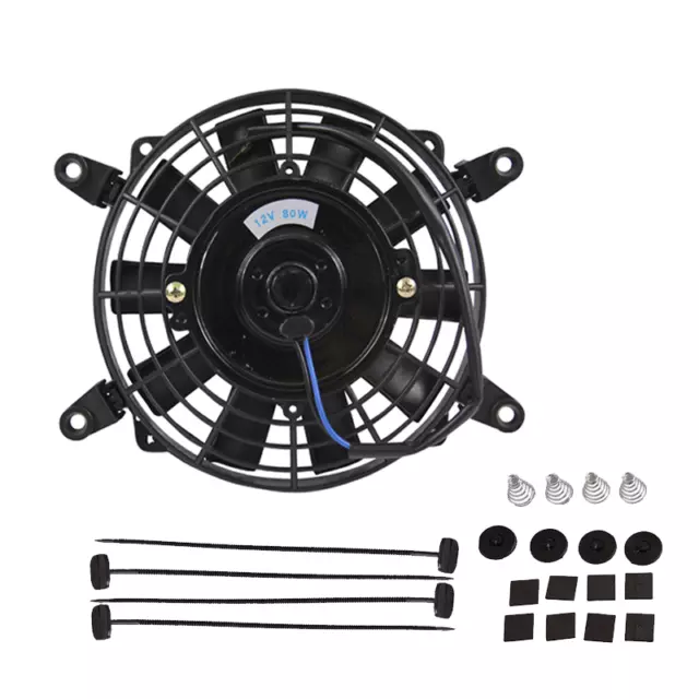 7" Slim Electric Universal Radiator Cooling Push Pull Fan+Mounting Kit 12V 90W