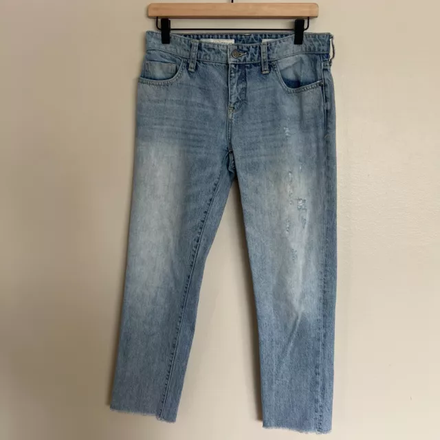 Anthropologie Pilcro Hyphen Mid Rise Boyfriend Jeans size 26 Light Wash Raw Hem 2