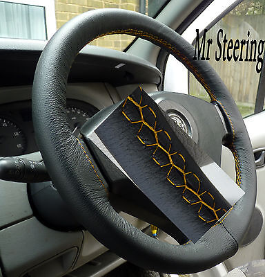 Fits Fiat Scudo 2007+ Real Italian Leather Steering Wheel Cover Yellow Stitching