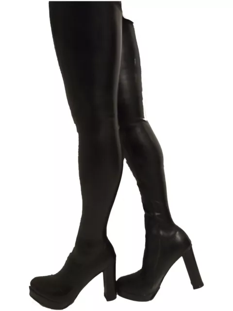 Latex Overknee Stiefel schwarz 42 43 44 45 46 47 heels 12cm BLOCK