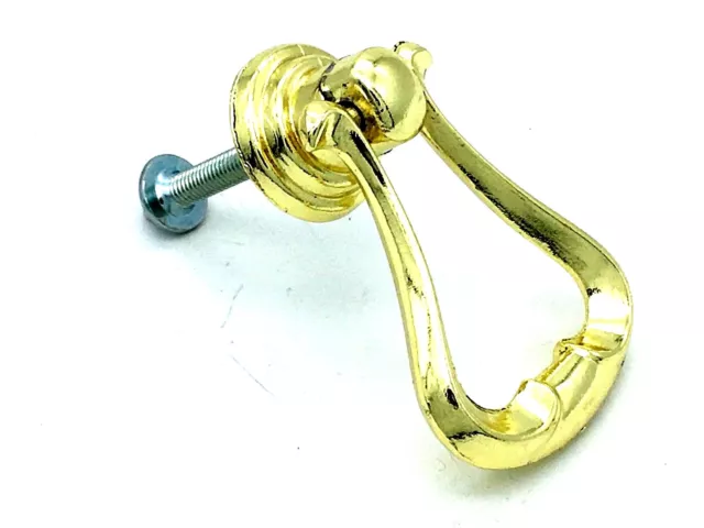 SWAN NECK KNOBS 48mm drop pull handle polished brass cupboard drawer knob (369)