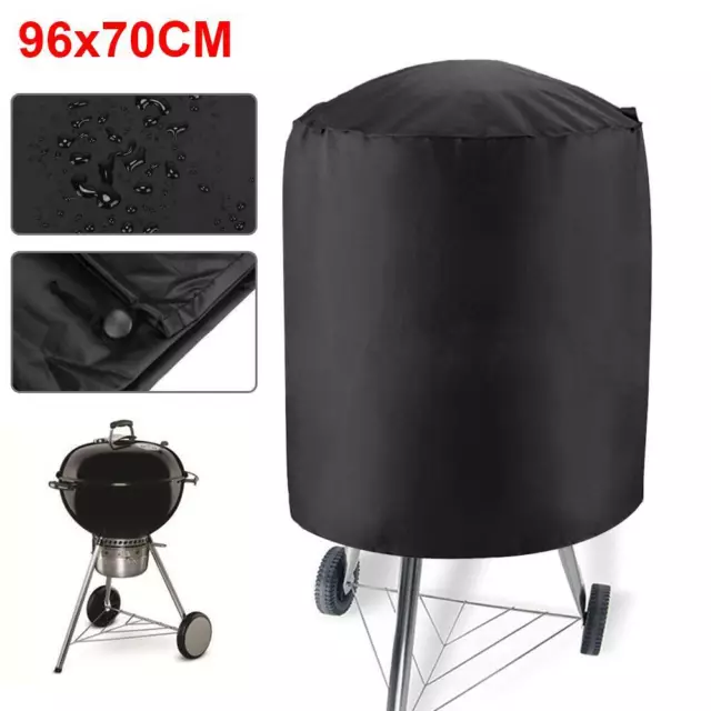 96cmx70cm Round Waterproof BBQ Cover For Barbecue Outdoor Garden Patio Protector