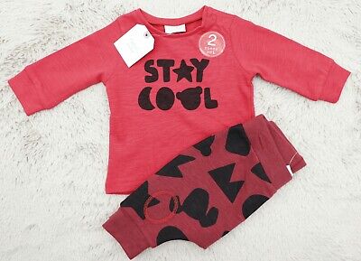 NEXT Joggers Set 2 Piece Outfit Tracksuit Jumper Top Baby Boys Red up to 1 month