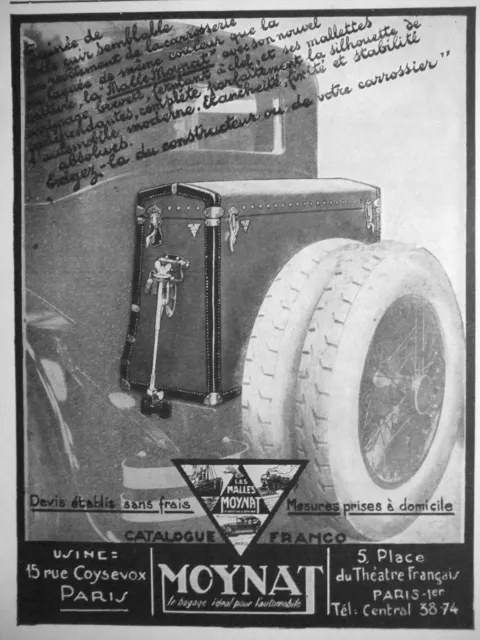 Publicité De Presse 1927 Moynat Le Bagage Idéal Pour L'automobile - Advertising
