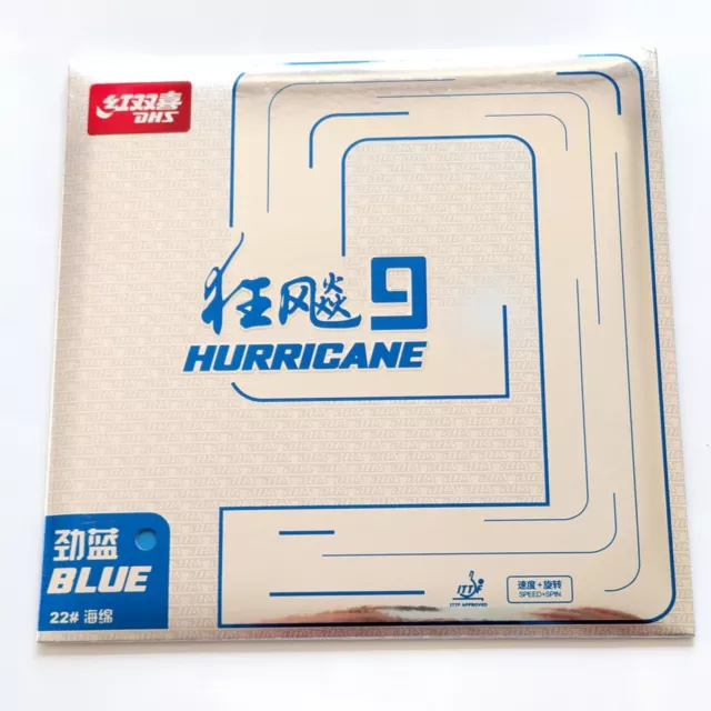 DHS Hurricane 9-Blue New Colour Table Tennis Racket Rubber Ping Pong Rubber