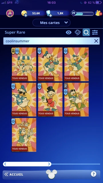 Disney Collect Topps Cool In Summer Super Rare + Uncommon Full Set