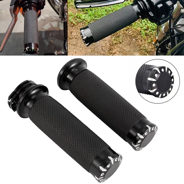 Black 1" Handlebar Hand Grips For Kawasaki Vulcan VN 1700 1600 1500 2000 900 800
