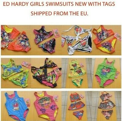 Ed Hardy Bambina Nuoto Suit Costumi vari colori e stili-Nuovo con Etichette,