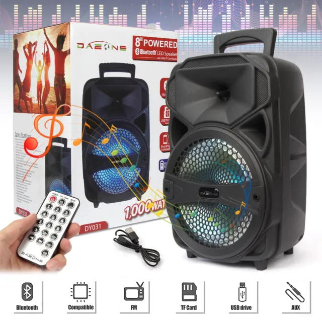8"  Portable Bluetooth Speaker Subwoofer Sound System PA Karaoke Party Speaker