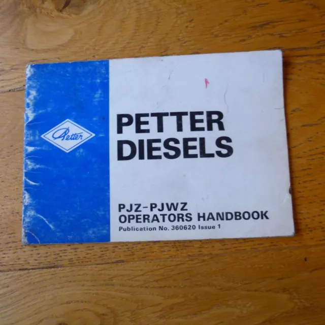 Petter PJZ PJWZ Diesel Engine Operator's Handbook Genuine Original inc UK P+P