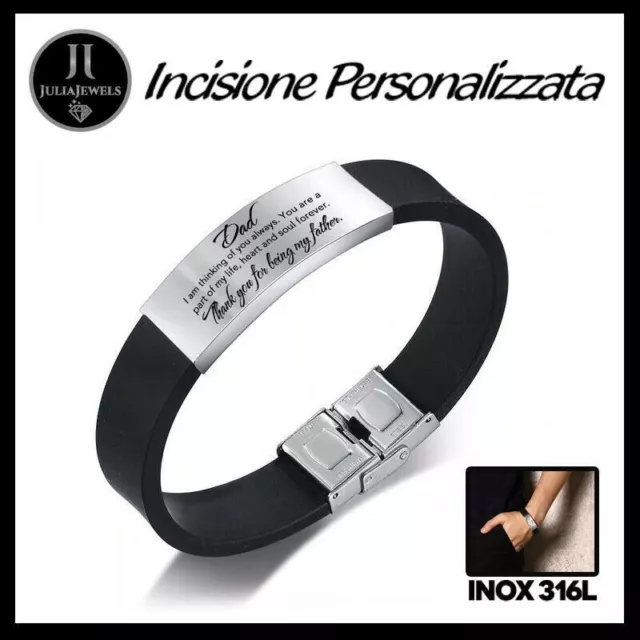 Bracciale Uomo Personalizzato Con Incisione In Acciaio Braccialetto Nome Frase