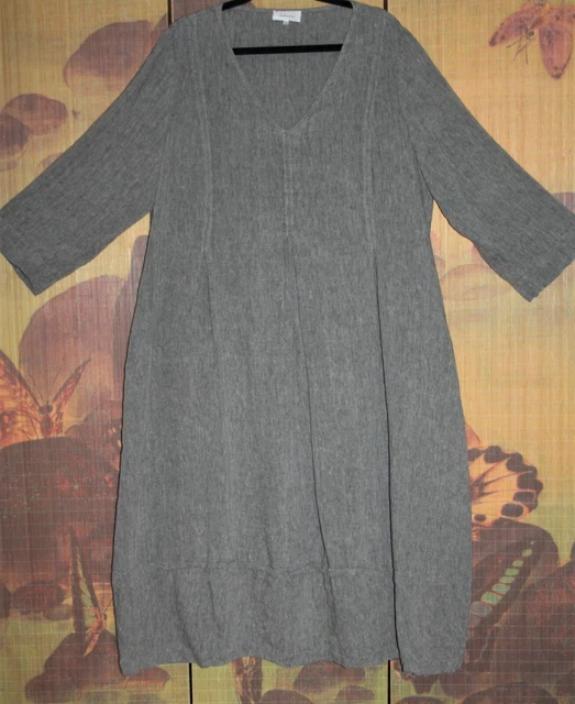 SAHARA size5 Fabulous Linen Bubble Dress 50"Bust Silver Grey Cross-Dyed Marl
