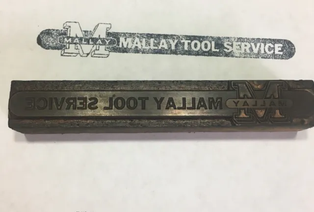 Letterpress Printing Block  Mallay Tool Service