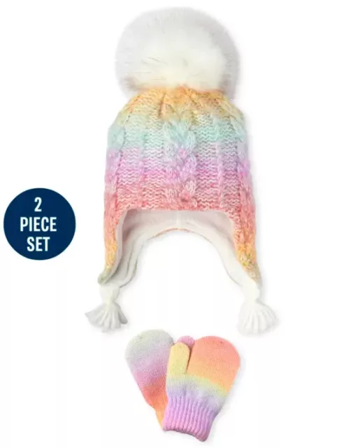 Children's Place Toddler Girl's Cable Knit Hat & Mitten Set 2/3 Toddler Multi