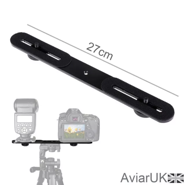 Universal Camera Dual Flash Accessory Mount Bar Holder Adapter 1/4" Threads UK