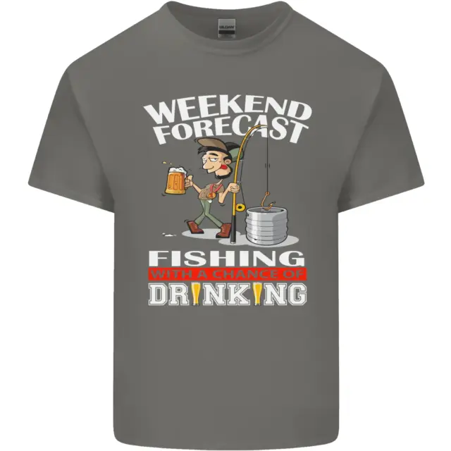 T-shirt da uomo in cotone cotone Fishing Weekend Forecast divertente 5