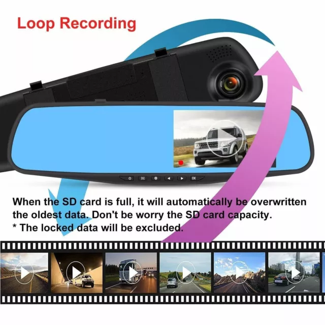 4,3" 1080P Dash Cam DVR Front- und Rückkamera Video Auto Recorder G-Sensor 3