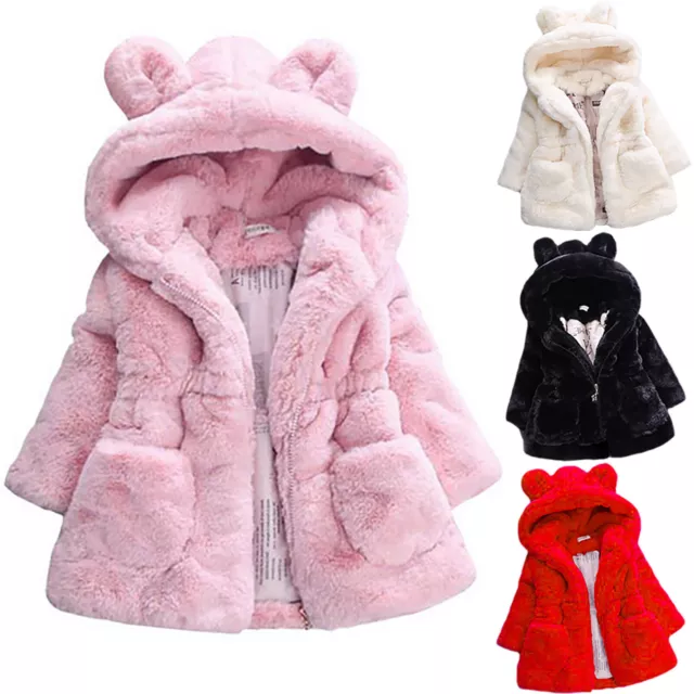 NEW Kids Faux Fur Baby Thick Parka Girl Warm Coat Jacket Coat Outerwear Children