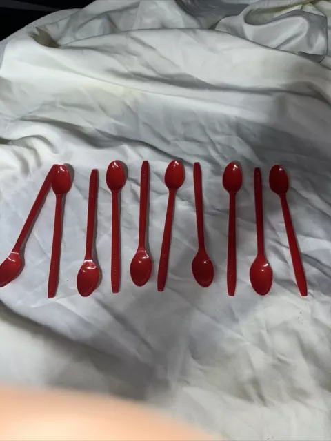 25 Vintage DAIRY QUEEN DQ Plastic Spoons Ice Cream Cone RED Banana Split Classic