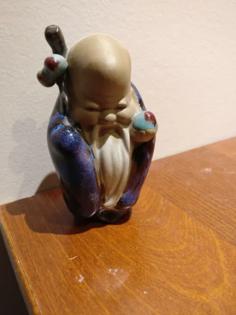 Longevity Shou Xing Shou Lao Ceramic Mud Man Figurine